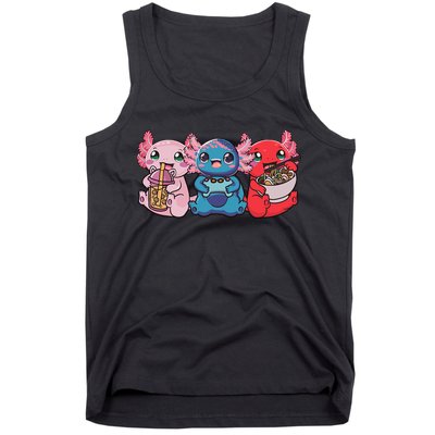 Axolotl Boba Tea Bubble Tea Gaming Gamer Ramen Axolotl  Tank Top