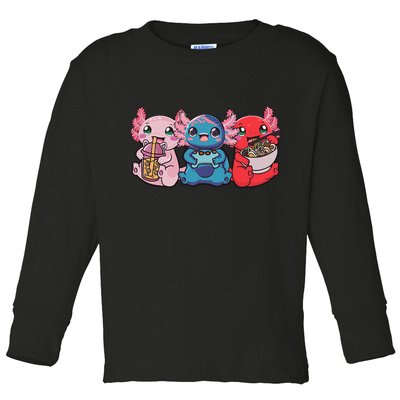 Axolotl Boba Tea Bubble Tea Gaming Gamer Ramen Axolotl  Toddler Long Sleeve Shirt