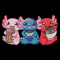 Axolotl Boba Tea Bubble Tea Gaming Gamer Ramen Axolotl  Cropped Pullover Crew