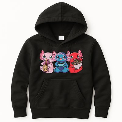 Axolotl Boba Tea Bubble Tea Gaming Gamer Ramen Axolotl  Kids Hoodie