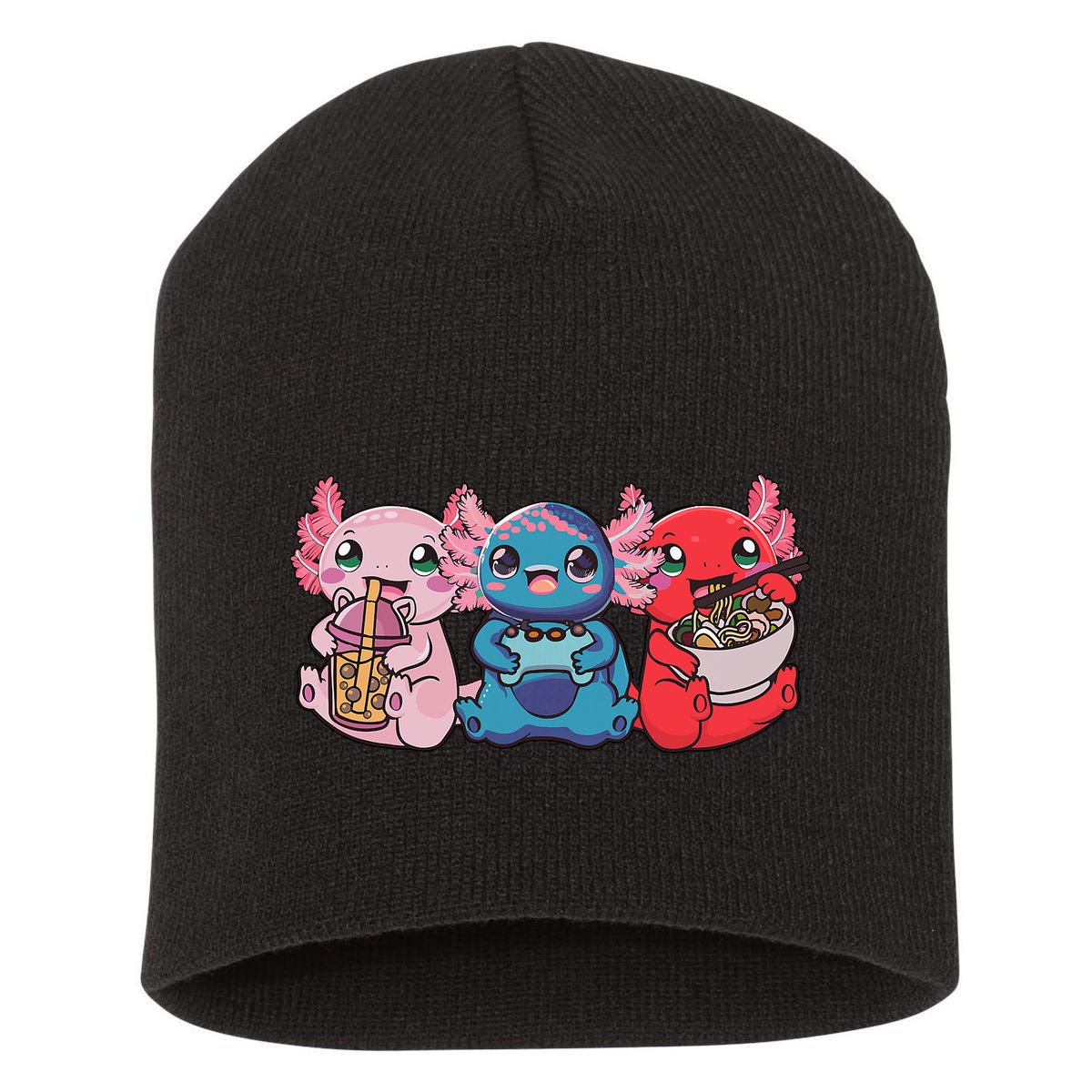 Axolotl Boba Tea Bubble Tea Gaming Gamer Ramen Axolotl  Short Acrylic Beanie