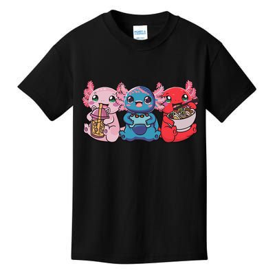 Axolotl Boba Tea Bubble Tea Gaming Gamer Ramen Axolotl  Kids T-Shirt