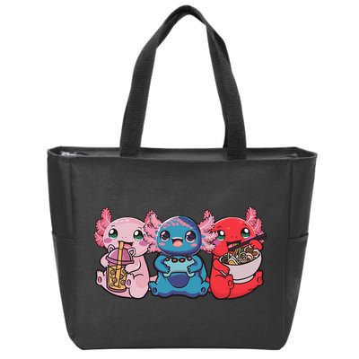 Axolotl Boba Tea Bubble Tea Gaming Gamer Ramen Axolotl  Zip Tote Bag
