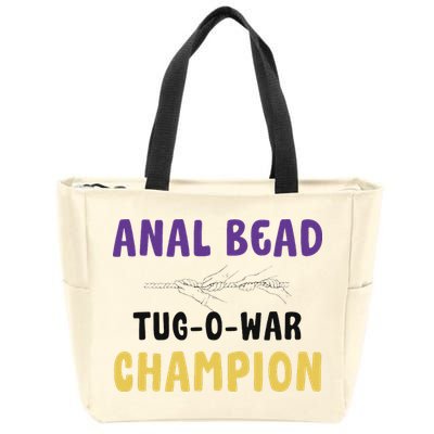 Anal Bead Tug O War Champion Funny Retro Humor Zip Tote Bag