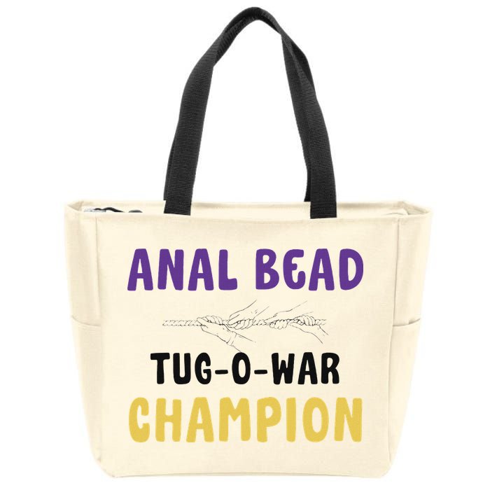 Anal Bead Tug O War Champion Funny Retro Humor Zip Tote Bag