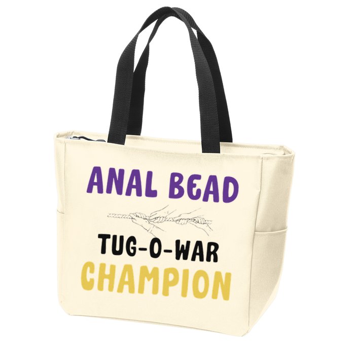 Anal Bead Tug O War Champion Funny Retro Humor Zip Tote Bag