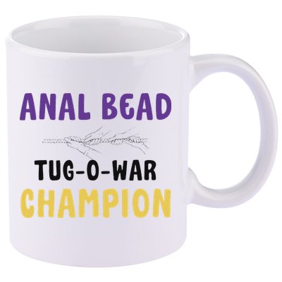 Anal Bead Tug O War Champion Funny Retro Humor 11oz C Handle Ceramic Mug