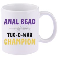 Anal Bead Tug O War Champion Funny Retro Humor 11oz C Handle Ceramic Mug