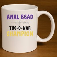 Anal Bead Tug O War Champion Funny Retro Humor 11oz C Handle Ceramic Mug