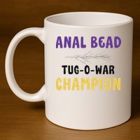Anal Bead Tug O War Champion Funny Retro Humor 11oz C Handle Ceramic Mug