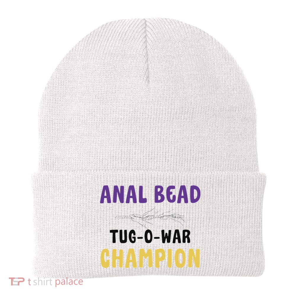 Anal Bead Tug O War Champion Funny Retro Humor Knit Cap Winter Beanie