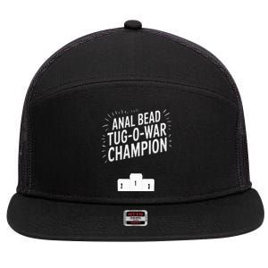 Anal Bead Tug O War Champion Funny Saying 7 Panel Mesh Trucker Snapback Hat