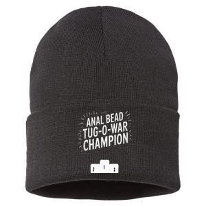 Anal Bead Tug O War Champion Funny Saying Sustainable Knit Beanie