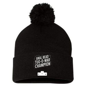 Anal Bead Tug O War Champion Funny Saying Pom Pom 12in Knit Beanie