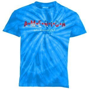 America Beautiful United States Usa American Flag Gift Kids Tie-Dye T-Shirt