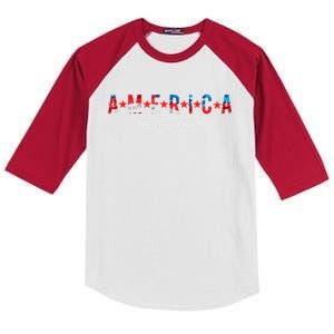 America Beautiful United States Usa American Flag Gift Kids Colorblock Raglan Jersey