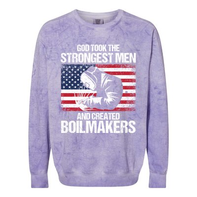 American Boilermakers Union Worker Strongest Us Flag Gift Colorblast Crewneck Sweatshirt