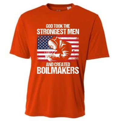 American Boilermakers Union Worker Strongest Us Flag Gift Cooling Performance Crew T-Shirt