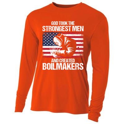 American Boilermakers Union Worker Strongest Us Flag Gift Cooling Performance Long Sleeve Crew