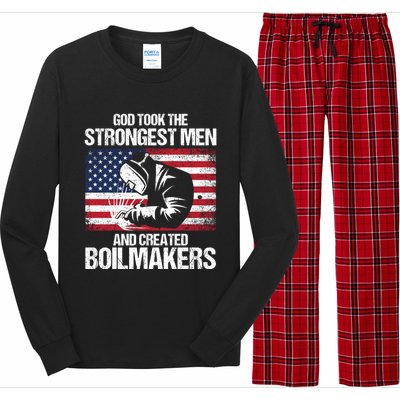 American Boilermakers Union Worker Strongest Us Flag Gift Long Sleeve Pajama Set