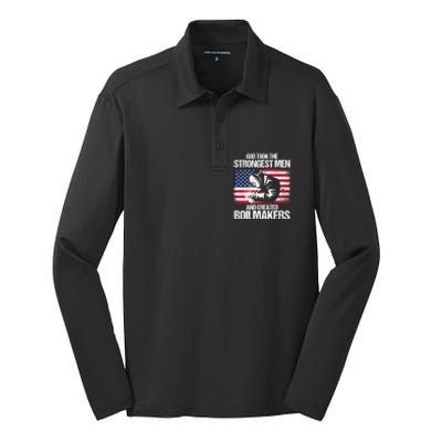 American Boilermakers Union Worker Strongest Us Flag Gift Silk Touch Performance Long Sleeve Polo