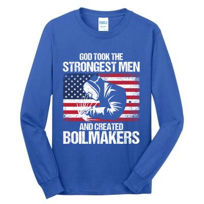 American Boilermakers Union Worker Strongest Us Flag Gift Tall Long Sleeve T-Shirt