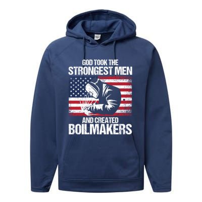 American Boilermakers Union Worker Strongest Us Flag Gift Performance Fleece Hoodie