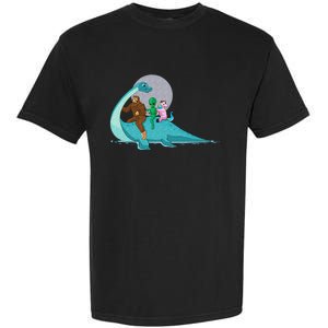 Alien Bigfoot Unicorn Riding Loch Ness Monster Cryptozoology Garment-Dyed Heavyweight T-Shirt