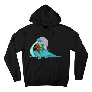 Alien Bigfoot Unicorn Riding Loch Ness Monster Cryptozoology Hoodie