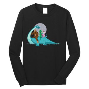 Alien Bigfoot Unicorn Riding Loch Ness Monster Cryptozoology Long Sleeve Shirt