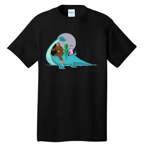 Alien Bigfoot Unicorn Riding Loch Ness Monster Cryptozoology Tall T-Shirt