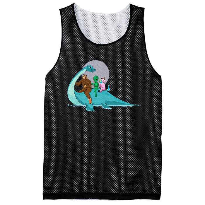 Alien Bigfoot Unicorn Riding Loch Ness Monster Cryptozoology Mesh Reversible Basketball Jersey Tank