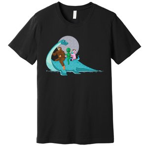 Alien Bigfoot Unicorn Riding Loch Ness Monster Cryptozoology Premium T-Shirt