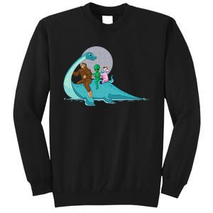 Alien Bigfoot Unicorn Riding Loch Ness Monster Cryptozoology Tall Sweatshirt