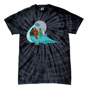 Alien Bigfoot Unicorn Riding Loch Ness Monster Cryptozoology Tie-Dye T-Shirt