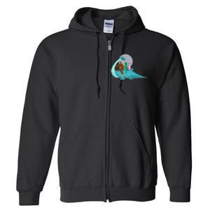 Alien Bigfoot Unicorn Riding Loch Ness Monster Cryptozoology Full Zip Hoodie