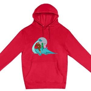 Alien Bigfoot Unicorn Riding Loch Ness Monster Cryptozoology Premium Pullover Hoodie