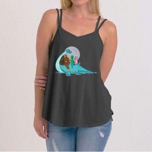 Alien Bigfoot Unicorn Riding Loch Ness Monster Cryptozoology Women's Strappy Tank