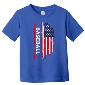 American Baseball Usa Flag Cute Gift Toddler T-Shirt