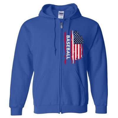 American Baseball Usa Flag Cute Gift Full Zip Hoodie