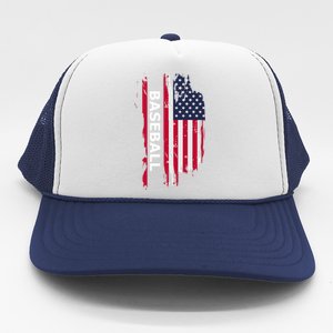 American Baseball Usa Flag Cute Gift Trucker Hat