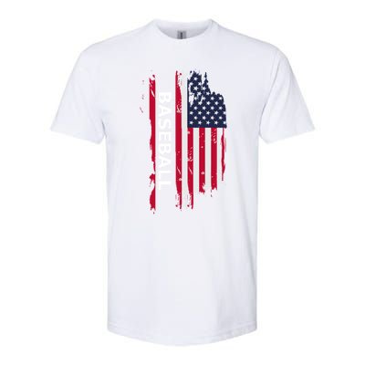 American Baseball Usa Flag Cute Gift Softstyle® CVC T-Shirt