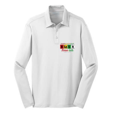 Africa Black Unapologetically Freeish Since 1865 Juneteenth Silk Touch Performance Long Sleeve Polo