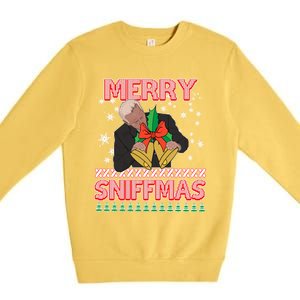 Anti Biden Ugly Christmas Funny Merry Sniffmas Xmas Funny Gift Premium Crewneck Sweatshirt