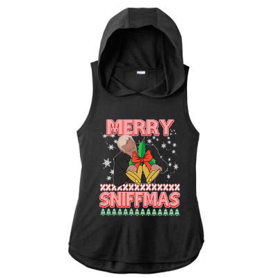 Anti Biden Ugly Christmas Funny Merry Sniffmas Xmas Funny Gift Ladies PosiCharge Tri-Blend Wicking Draft Hoodie Tank