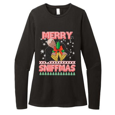 Anti Biden Ugly Christmas Funny Merry Sniffmas Xmas Funny Gift Womens CVC Long Sleeve Shirt