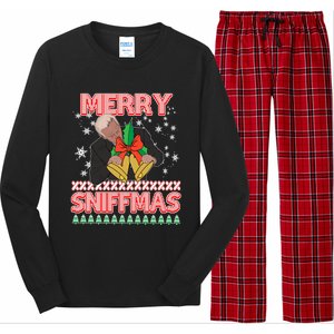 Anti Biden Ugly Christmas Funny Merry Sniffmas Xmas Funny Gift Long Sleeve Pajama Set