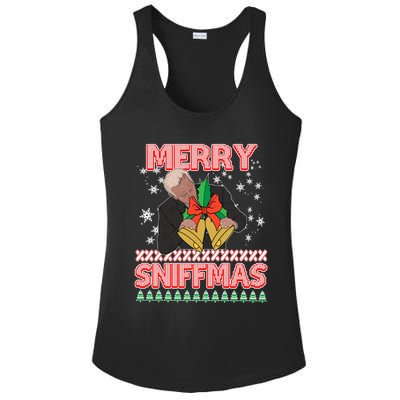 Anti Biden Ugly Christmas Funny Merry Sniffmas Xmas Funny Gift Ladies PosiCharge Competitor Racerback Tank