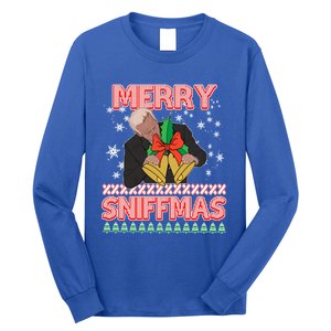 Anti Biden Ugly Christmas Funny Merry Sniffmas Xmas Funny Gift Long Sleeve Shirt