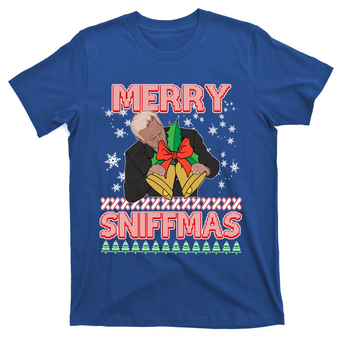 Anti Biden Ugly Christmas Funny Merry Sniffmas Xmas Funny Gift T-Shirt